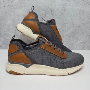 Cole Haan Mens Grandsport Knit Trainer Sneakers Gray Stripe Opt White Size 8.5 M